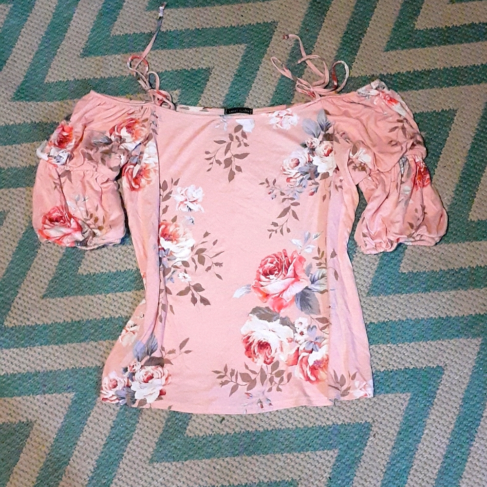 Cold shoulder boho peasant top